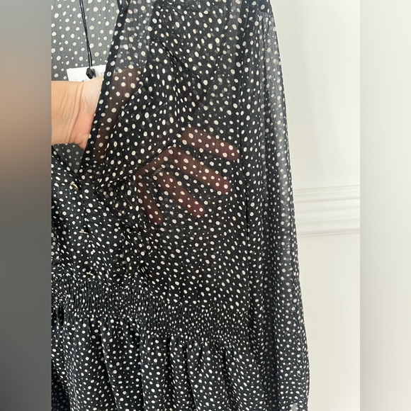 Zara NEW with tags Medium dress black and white sheer ruffles women summer NWT - Picture 8 of 9